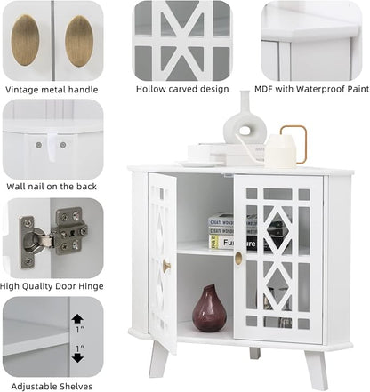Scurrty 32'' Corner Shelf Stand, Small Corner Table Sideboard Cabinet - Image 7