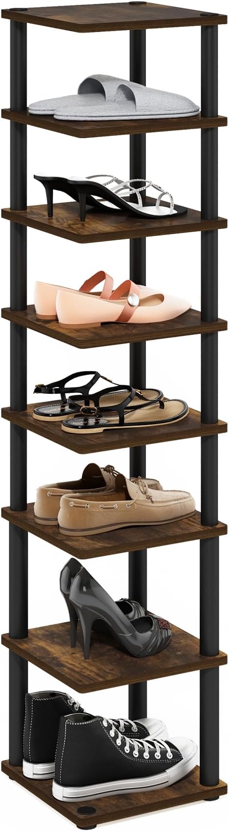 Furinno Turn-N-Tube Vertical Shoe Rack, 8-Tier Narrow Shoe Organizer, Free by Furinno-FitsYourSpaceFitsYourBudget