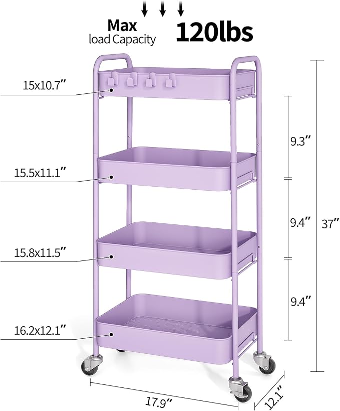 TOOLF 4-Tier Rolling Cart - Image 2
