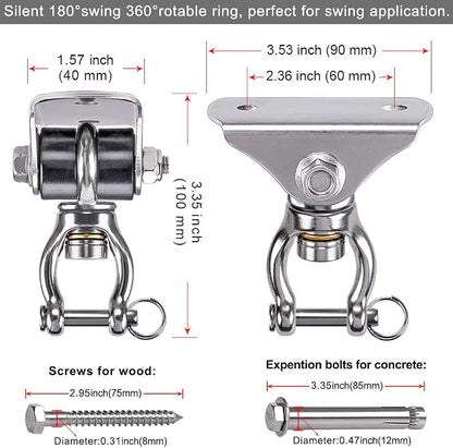 SELEWARE Silent Swing Hanger Heavy Duty Bearing Swing Hooks 1 Pack | 360° - Image 6