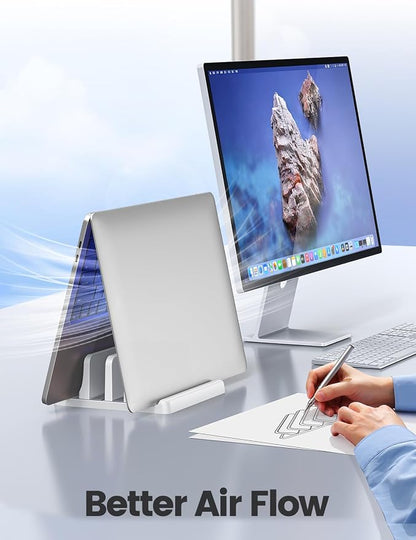Vaydeer Vertical Laptop Stand for Desk, Dual Slots Plastic Laptop Holder - Image 3