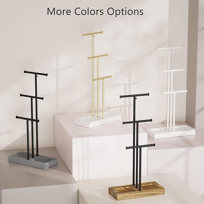 Love-KANKEI Jewelry Organizer Stand Metal & Wood Base and Large Storage - Image 8