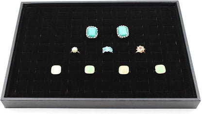 Black Velvet Stackable 100 Slot Ring Inserts Jewelry Tray Showcase Display - Image 5