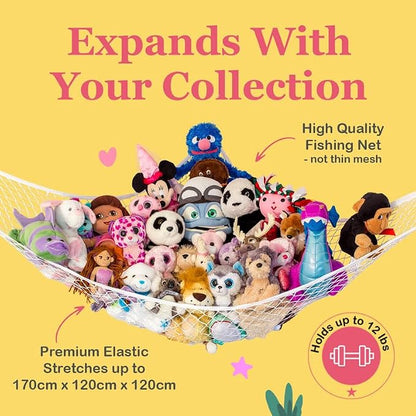 Stuffed Animal Hammock 2 Pack | Corner Stuffed Animal Storage & Plushie Net | - Image 3