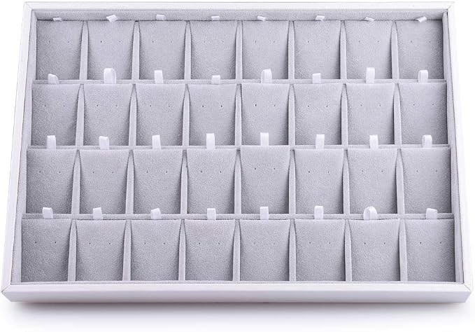 Oirlv Velvet Stackable Jewelry Tray 32 Grids Earrings Organizer Display - Image 2