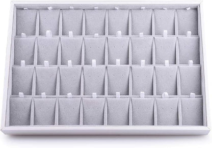 Oirlv Velvet Stackable Jewelry Tray 32 Grids Earrings Organizer Display - Image 2