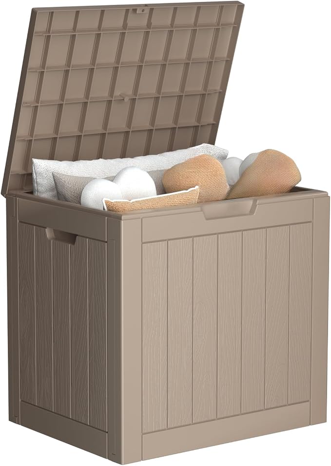 PatioZen 30 Gallon Resin Deck Box Outdoor Storage Box by OutdoorLivingPerfected