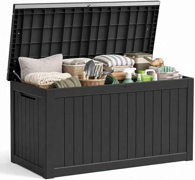 270 Gallon Extra Large Deck Box Outdoor, Resin Storage Box Outdoor Waterproof by Unknown