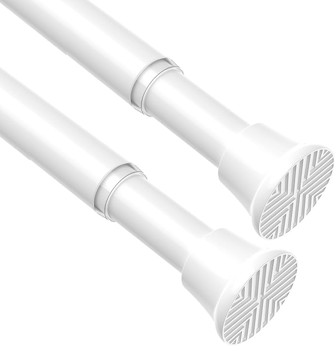 AIZESI 2PCS White Spring Tension Curtain Rod, No-Drill | Adjustable No Dril by AIZESITENSIONROD