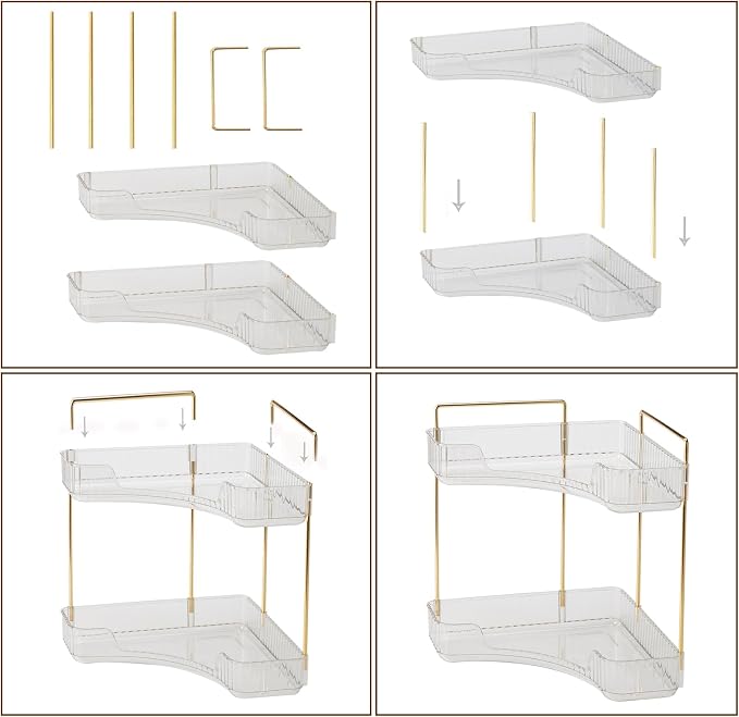 2-Tier Corner Bathroom Counter Organizer – Classic Storage Shelf - Image 7