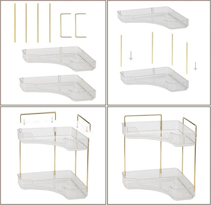 2-Tier Corner Bathroom Counter Organizer – Classic Storage Shelf - Image 7