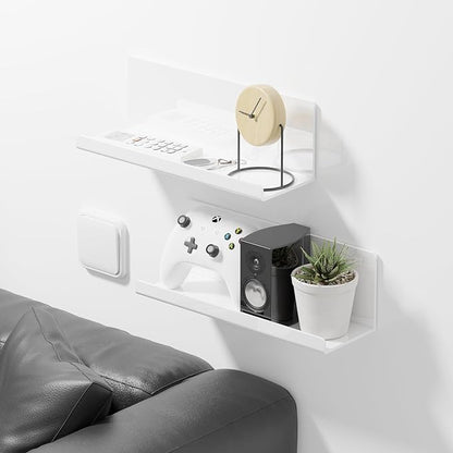 PAVSTINE Acrylic Wall Floating Shelves Set of 2, Wall Shelves White 12 Inch - Image 2