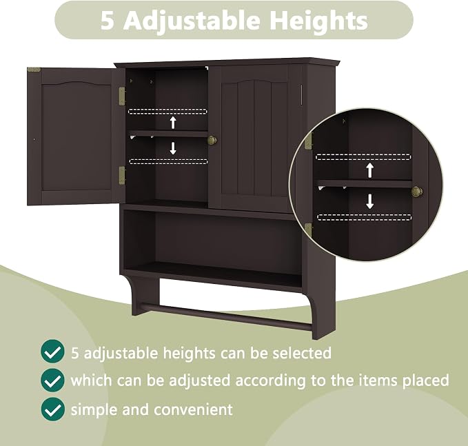 Smuxee Brown Wall Cabinet with Towel Bar - Image 4