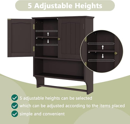Smuxee Brown Wall Cabinet with Towel Bar - Image 4