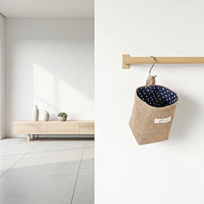 2 Pack Hanging Basket for Door Jute Hanging Wall Storage Baskets, Small Linen - Image 7
