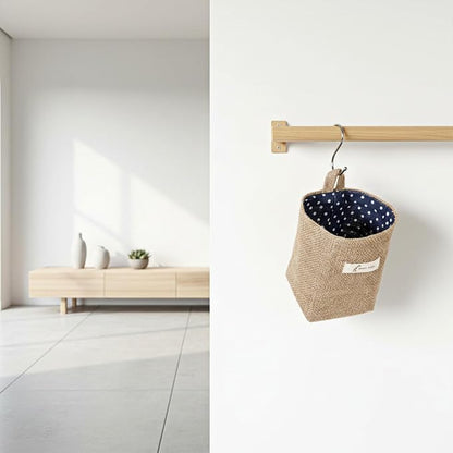 2 Pack Hanging Basket for Door Jute Hanging Wall Storage Baskets, Small Linen - Image 7