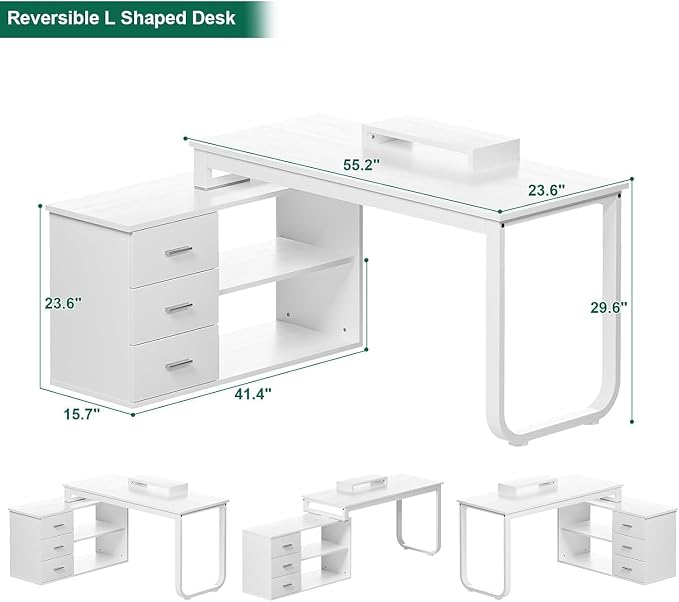 55 Inch Reversible L Shaped Desk - Image 2