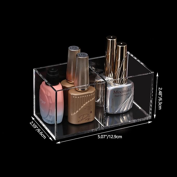 Acrylic Drawer Organizer, Dedoot Clear 2 Compartment 2 Section Makeup Organizer - Image 2