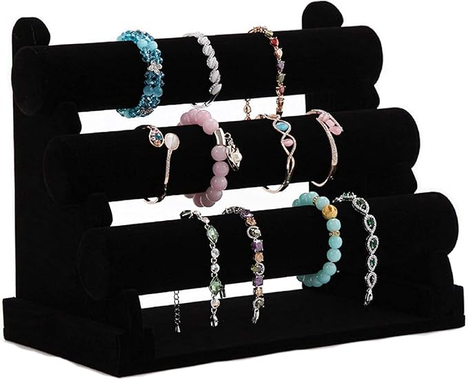 Wudygirl Bracelet Holder Velvet 3 Tier Jewelry Display Stand Storage Watch by Wudygirl