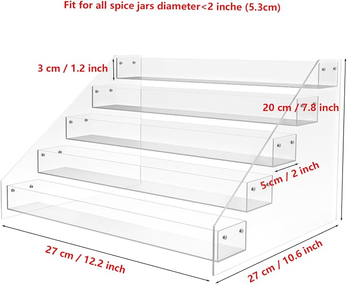 WUIVIUT Spice Rack Organizer For Cabinet, 1 4/5 in/Tier Acrylic Tiered Spice - Image 4