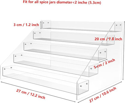 WUIVIUT Spice Rack Organizer For Cabinet, 1 4/5 in/Tier Acrylic Tiered Spice - Image 4