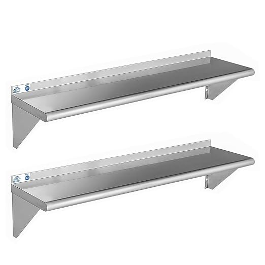 ROCKPOINT Stainless Steel Shelf 12 x 48 Inches 350lb, 2 Pack NSF Commercial by ROCKPOINT
