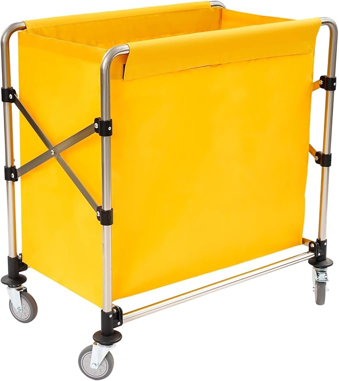 Commercial Laundry Cart with Wheels, Folding Laundry Hamper Cart, Heavy Duty by Eapmic