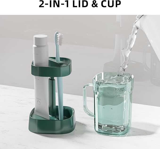 Toothbrush Holder with Cover/Cup, Bathroom Counter Organizer - Image 5