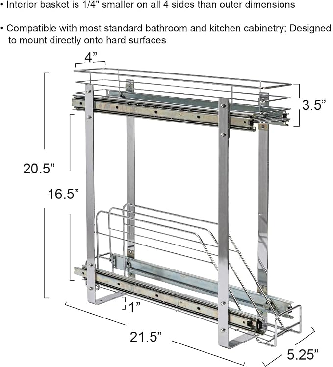 Household Essentials Glidez Multipurpose Chrome-Plated Steel Pull-Out/Slide-Out - Image 2