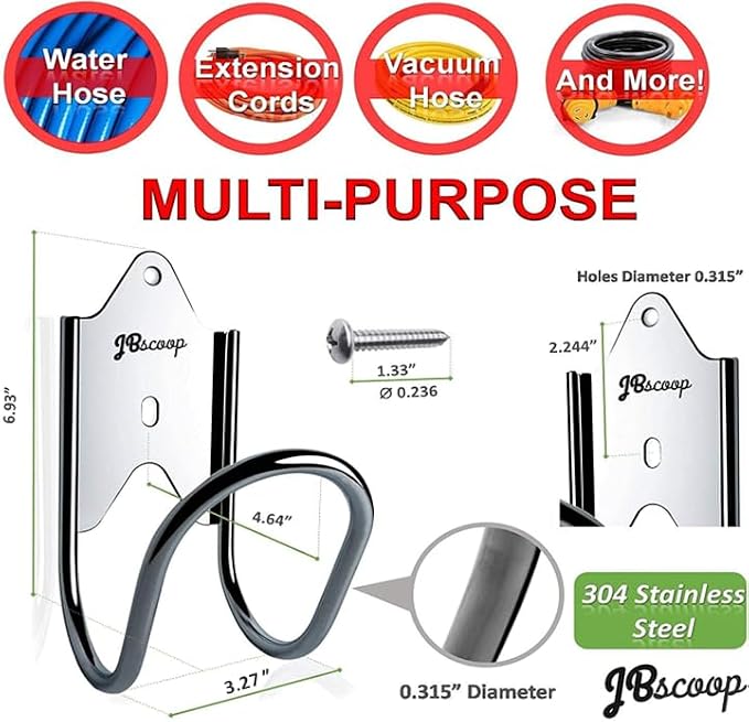 JBscoop Garden Hose Holder, Garden Hose Hanger Wall Mount - Image 3