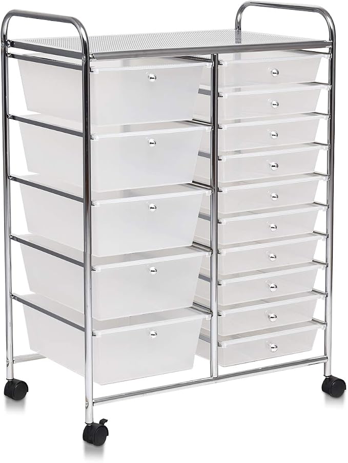 Giantex 15 Drawer Rolling Storage Cart Tools Scrapbook Paper Office School - Image 9