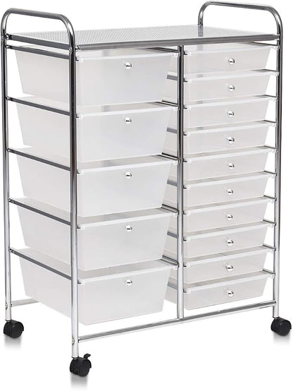 Giantex 15 Drawer Rolling Storage Cart Tools Scrapbook Paper Office School - Image 9