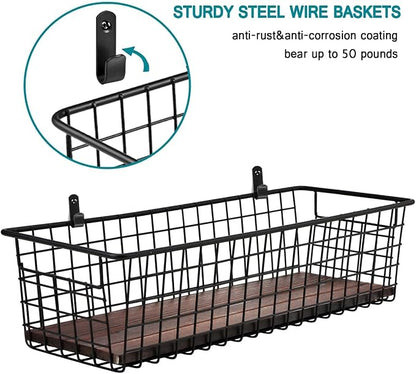 SheeChung [Extra Large Wall Storage Basket, Metal Hanging Basket, Portable Wire - Image 3