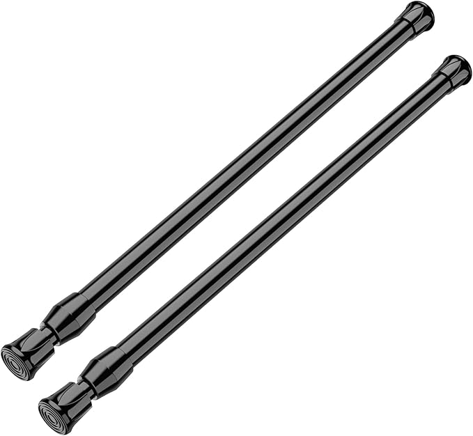 MEXAU 2Pack Spring Tension Curtain Rod 16.5-28 inch Black Small Tension Rod | by MEXAUSPRINGCURTAINRODS