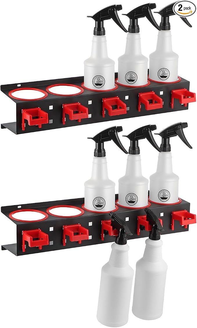 MOLIGOU 2 Pcs Spray Bottle Storage Rack, Wall Mount Bottle Organizer Car by MOLIGOU