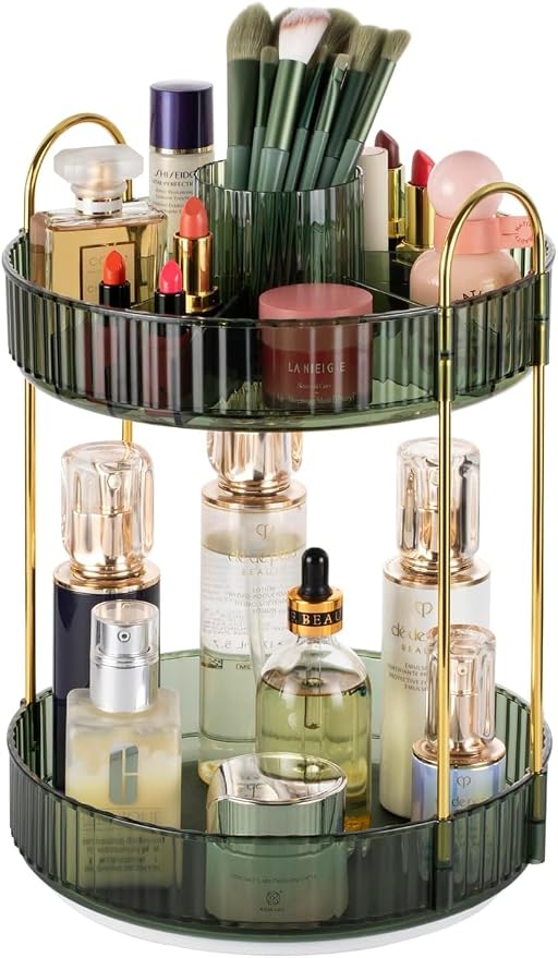 360° Rotating Makeup Organizer for Vanity, Large Capacity Bathroom Countertop by Unknown