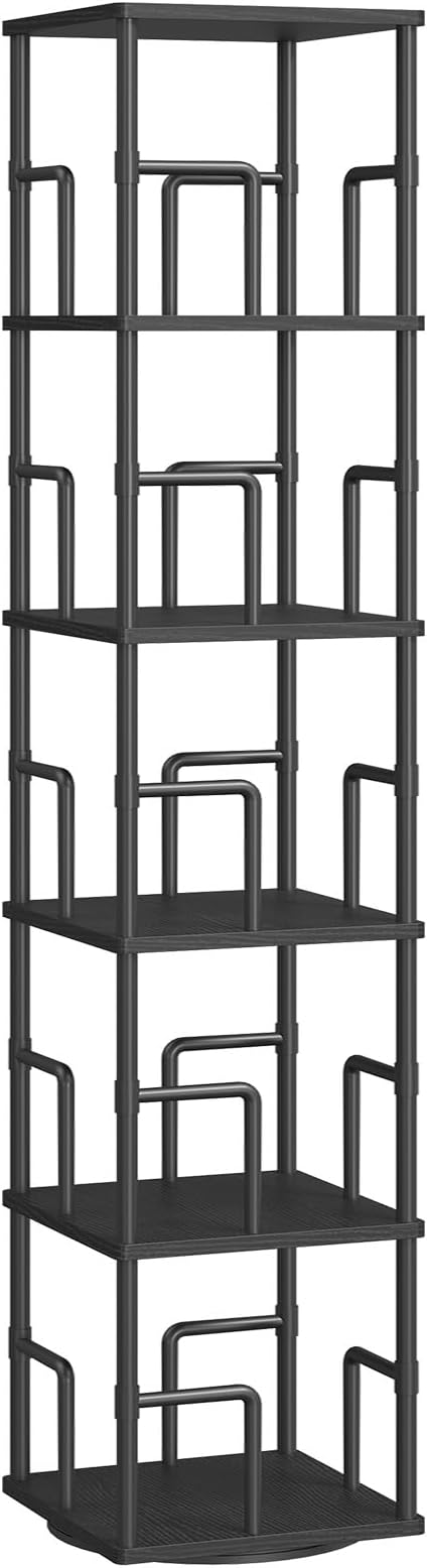 MAHANCRIS 5-Tier Rotating Bookshelf, Freestanding Corner Bookshelf, 360° - Image 9