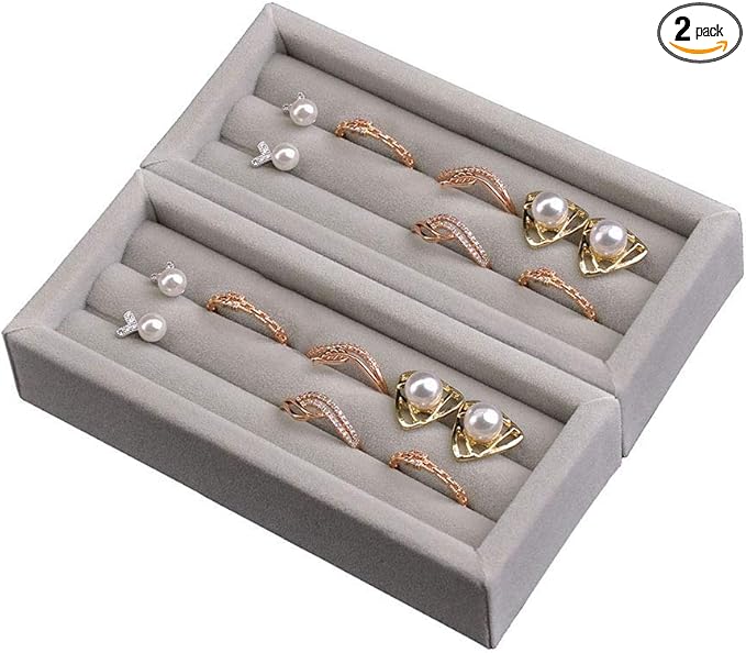 DesignSter Small Jewelry Tray, Velvet Jewelry Display Tray, Stackable Jewelry by DesignSter