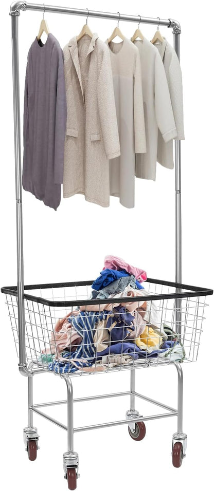 Laundry Cart, Steel Wire Laundry Cart, Laundry Basket - Image 6
