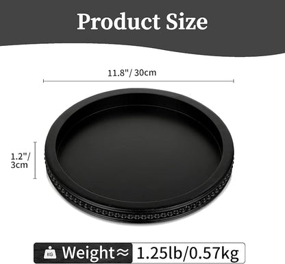 Hanobe Round Black Tray for Coffee Table, Beaded Edge | 11.8-inch wood tray for - Image 5