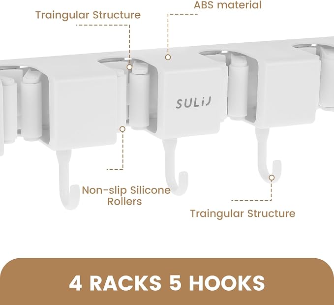 2Pcs Broom Holder Wall Mount, No-Drilling Self-Adhesive Mop and Broom Storage - Image 9