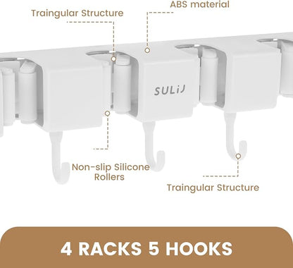 2Pcs Broom Holder Wall Mount, No-Drilling Self-Adhesive Mop and Broom Storage - Image 9