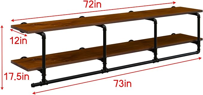 Wall Mounted Clothes Rack 12 Inch Deep, 72 Inch Heavy Duty Garment Rack - Image 8