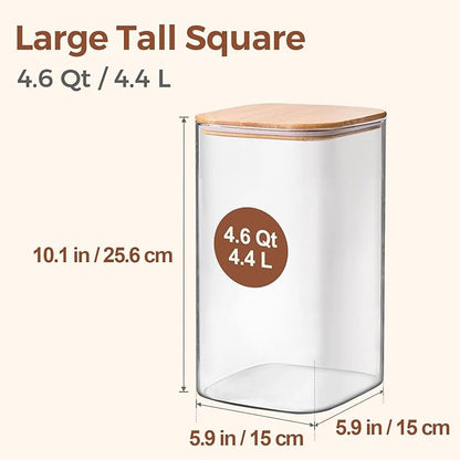 ComSaf 4.6Qt Glass Food Storage Containers, 1.2 Gallon Glass Flour and Sugar - Image 2