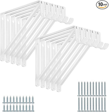 10 Pack Heavy Duty Closet Shelf & Rod Brackets, Wall Mounted Closet Shelf by KOVOSCH