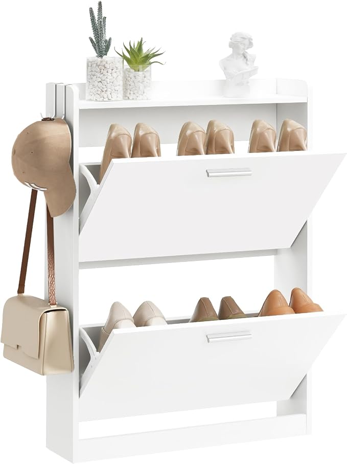 Shoe Cabinet Organizer with 2 Flip Drawers，Freestanding Shoe Rack - Image 9