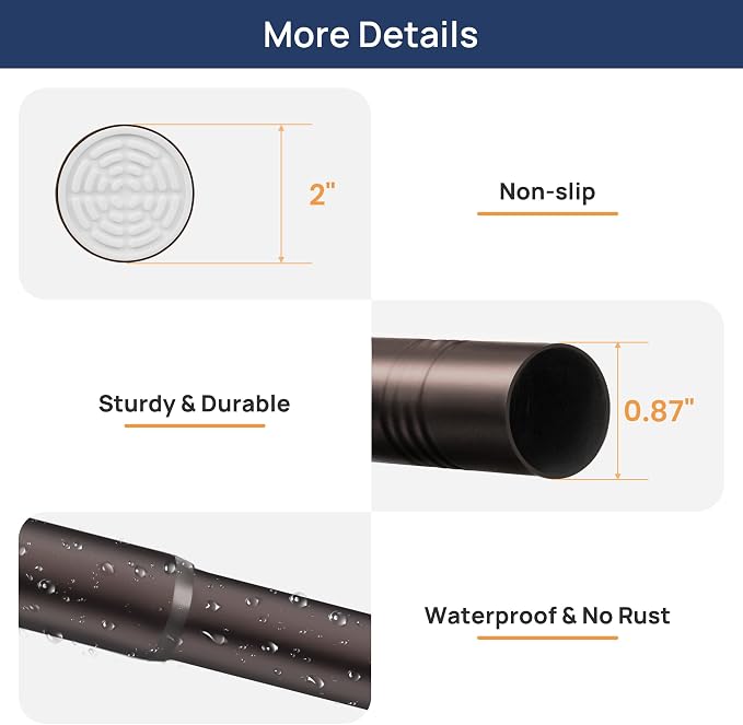 ENJOYBASICS 2 Pack Tension Curtain Rod, 32-66" Adjustable, Bronze | Secure Hold - Image 6