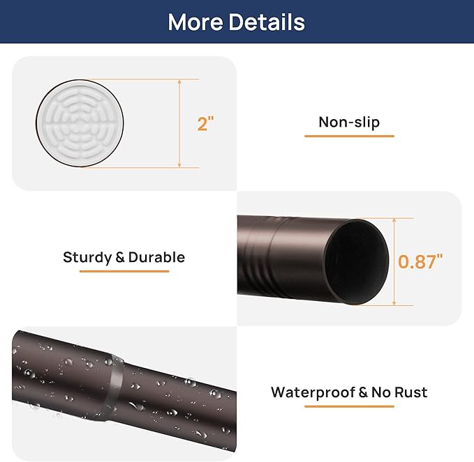 ENJOYBASICS 2 Pack Tension Curtain Rod, 32-54" Adjustable, Bronze | Secure Hold - Image 5