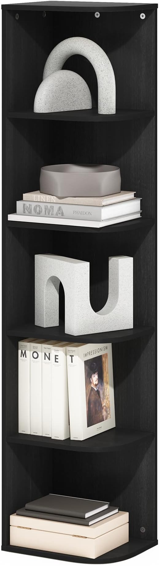 Furinno PASIR Book Shelf, 5-Tier Corner Bookshelf, Open Shelves Bookcase 9.3 x by Furinno-FitsYourSpaceFitsYourBudget