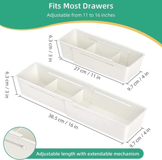 Desk Drawer Organizer Tray, 4 Pack Expandable Drawer Organizer - Image 2